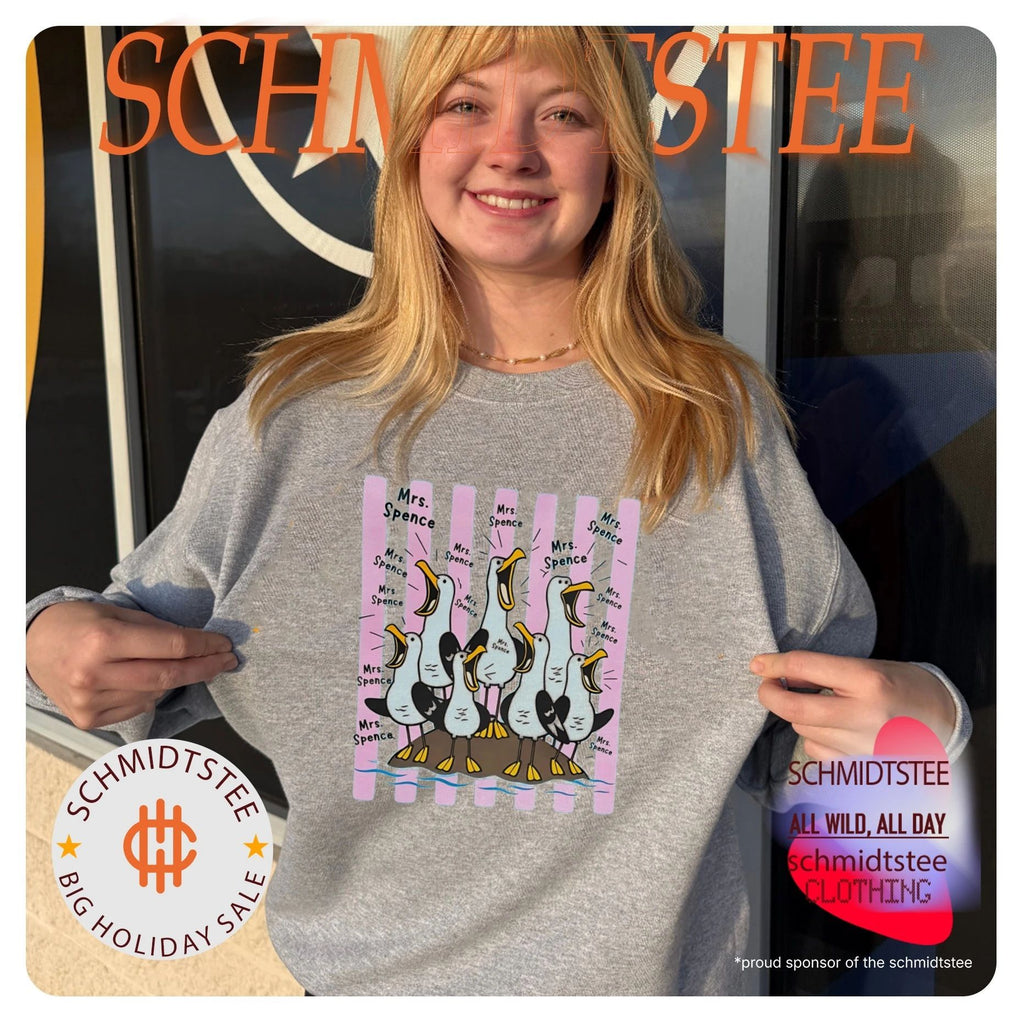 Screaming seagulls Mrs Spence illustrated shirt