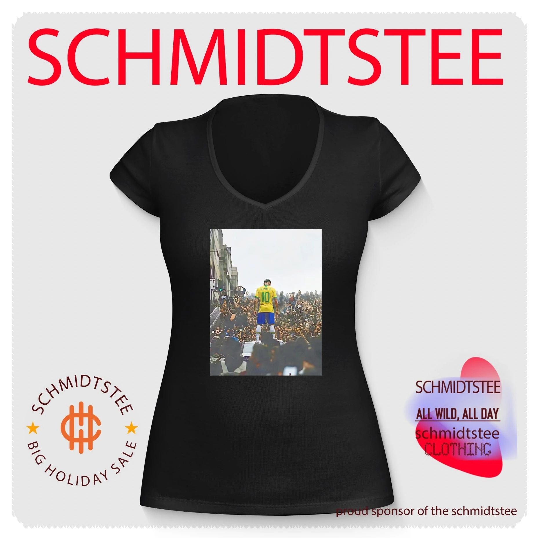 Neymar Jr facing crowd portrait shirt
