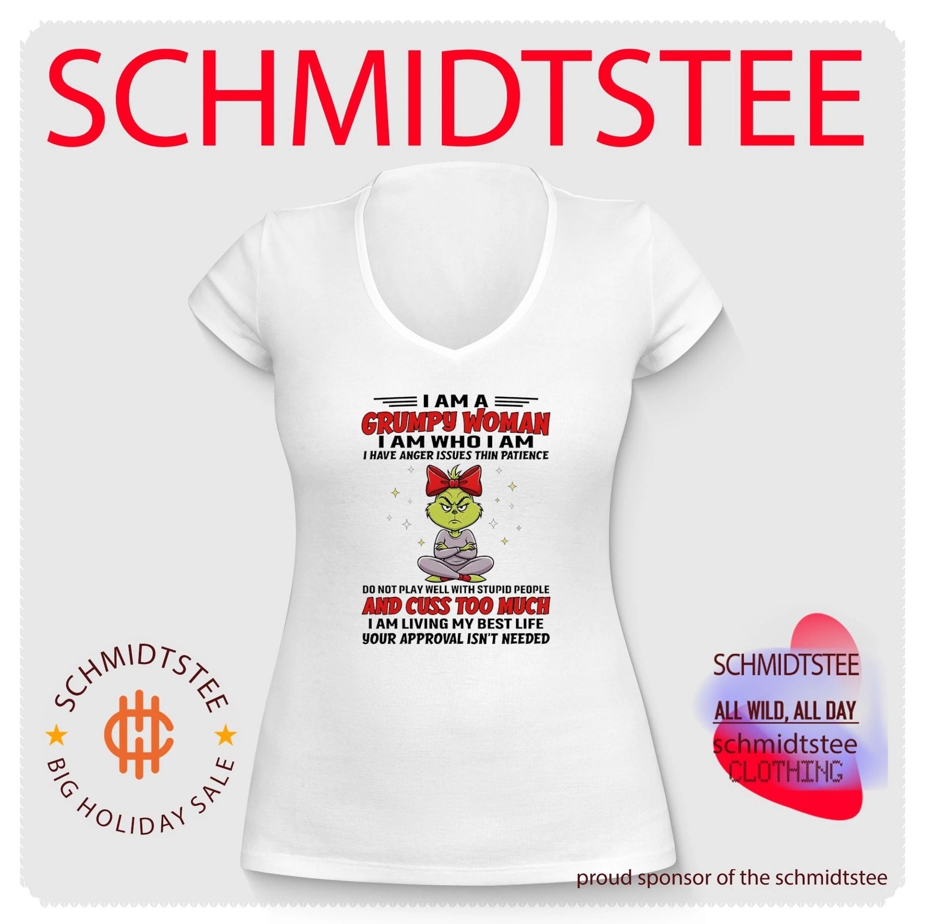 Grinch i am grumpy woman I am who I am I have anger issues thin patience do not play well with stupid people shirt