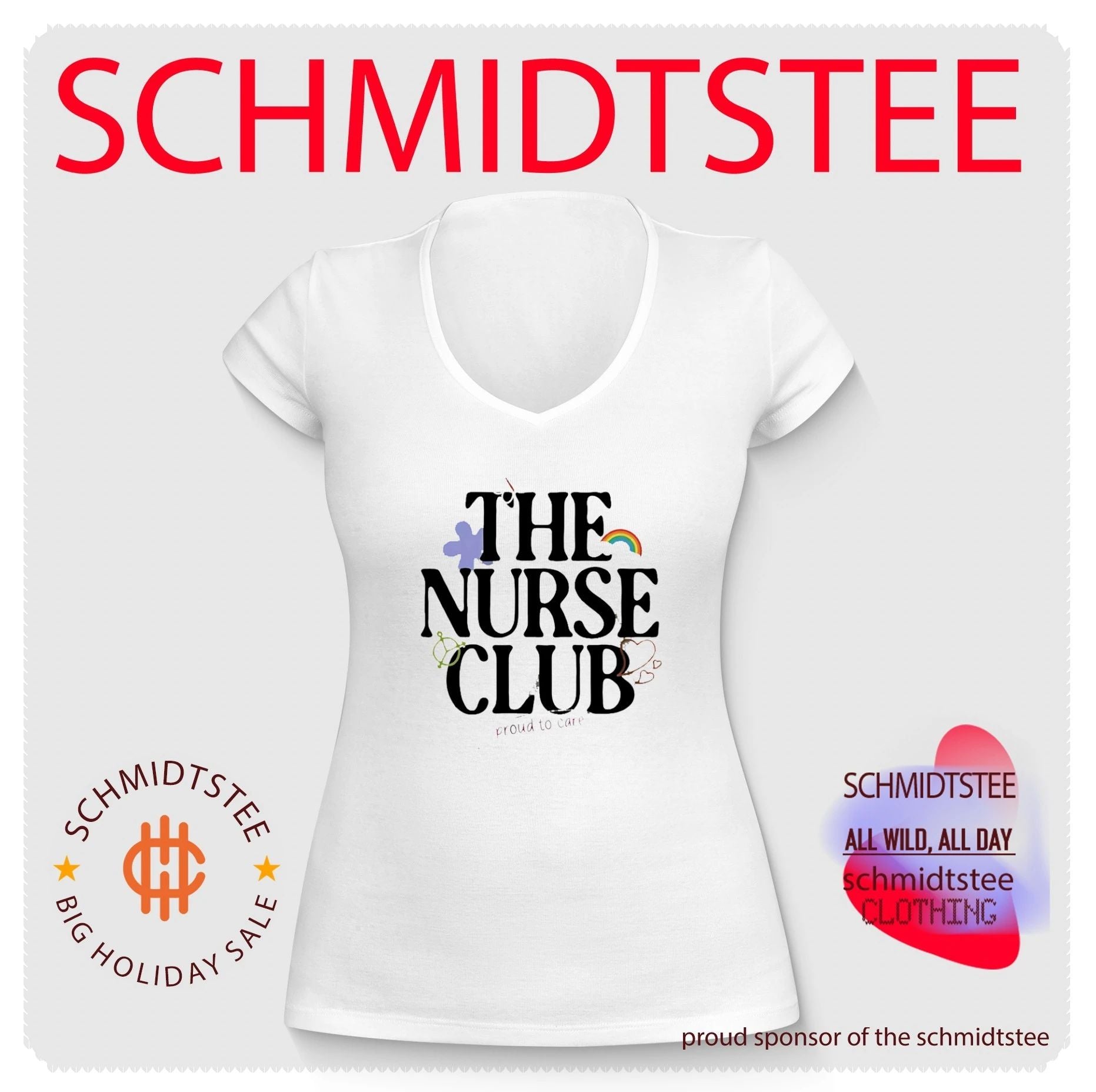 The Nurse Club Proud to Care Pride Rainbow shirt