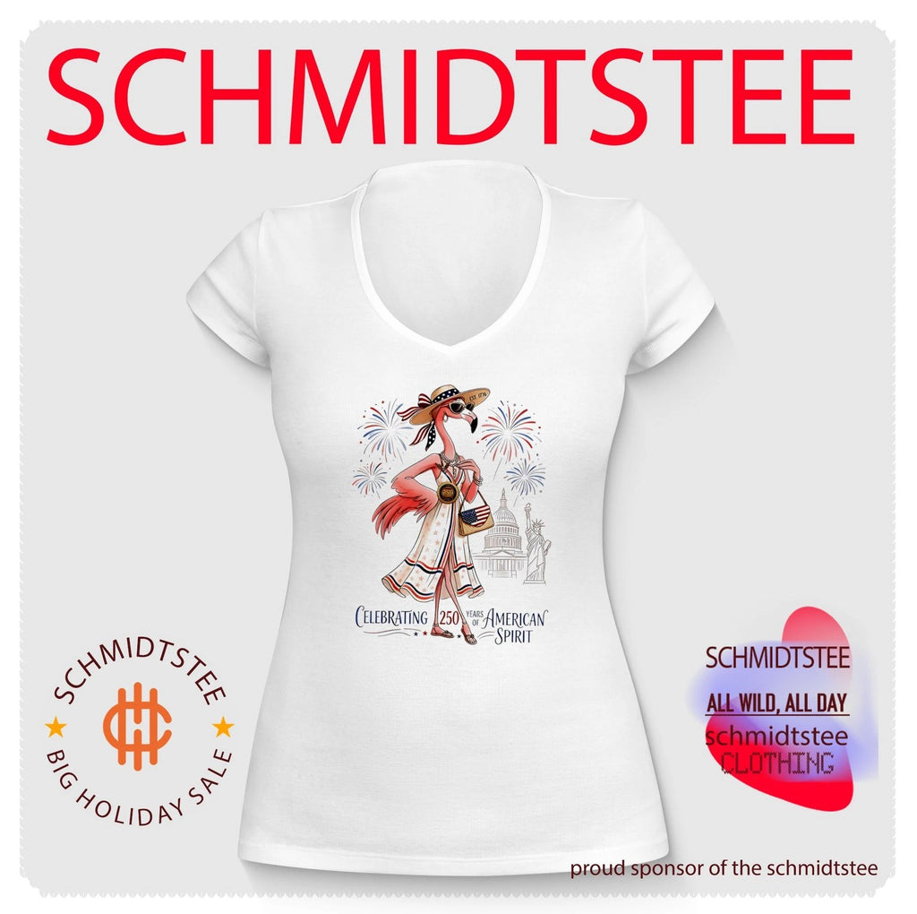 Cartoon flamingo celebrating 250 years of American Spirit shirt