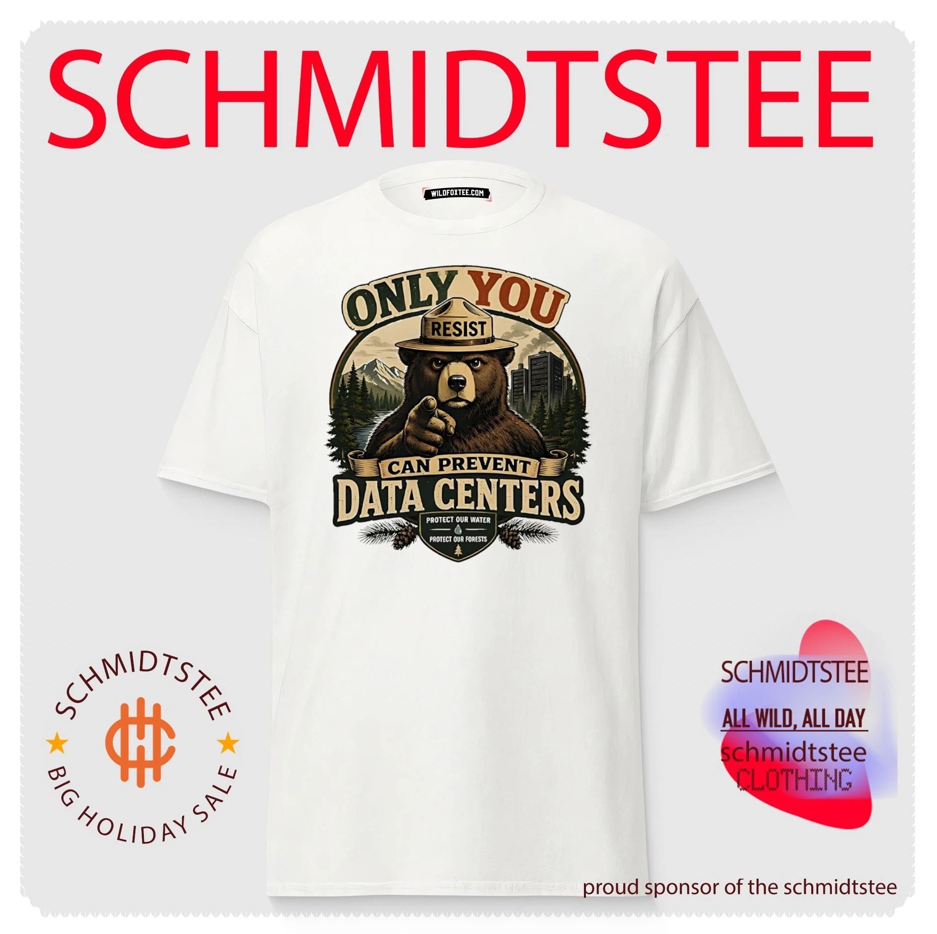Smokey Bear only you can prevent data center illustrated shirt