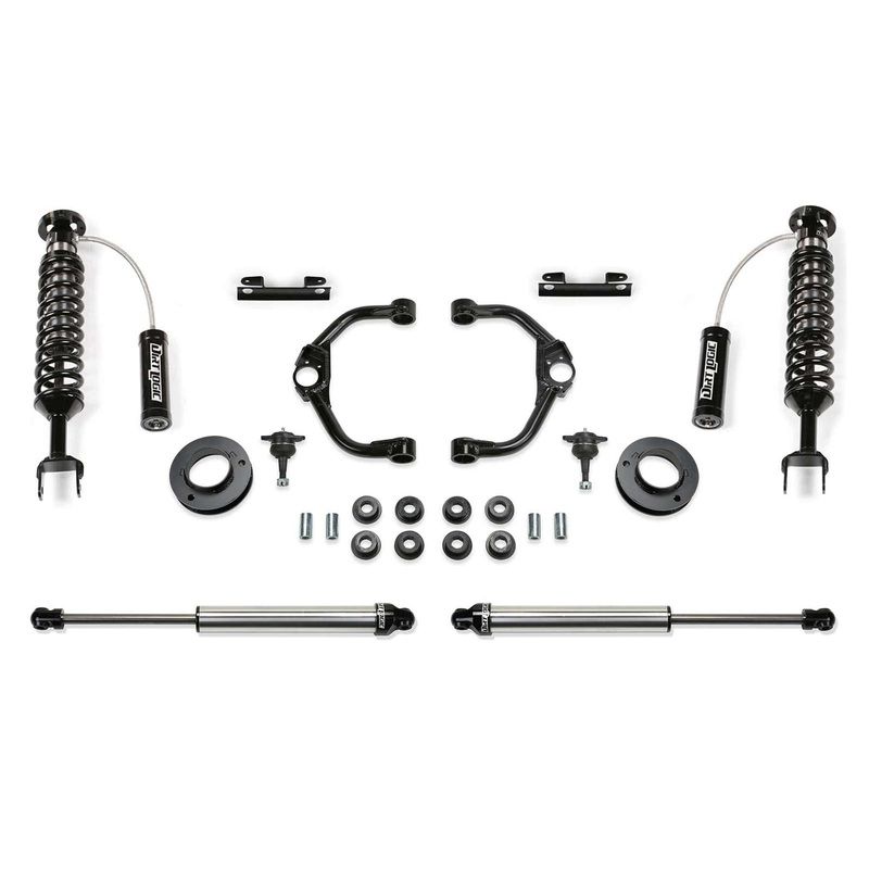 Fabtech 3″ Ball Joint UCA Lift Kit w/Front Dirt Logic 2.5 Coilovers w/Reservoir & Rear 2.25 Shocks for 2019-2024 Ram 1500 4WD RWD w/3″ lift