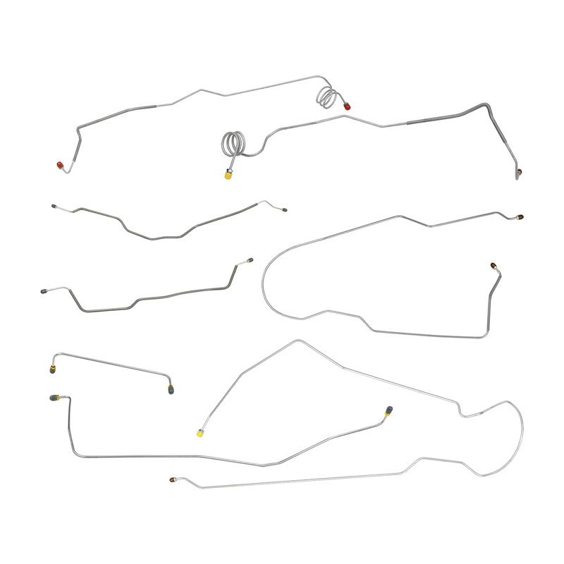 1973-80 Chevrolet GMC Suburban 2wd Complete Manual Disc Brake Line Kit 8pc, 3/4 ton, Stainless
