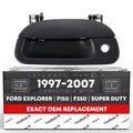 T1A Tailgate Handle Assembly Replacement – Compatible with 1997-2007 Ford F-250, F-350, F-450, F-550 Super Duty Models – Textured Black with Keyhole – OEM 7L3Z-9943400AA, XL3Z-9943400-AAA, 80238