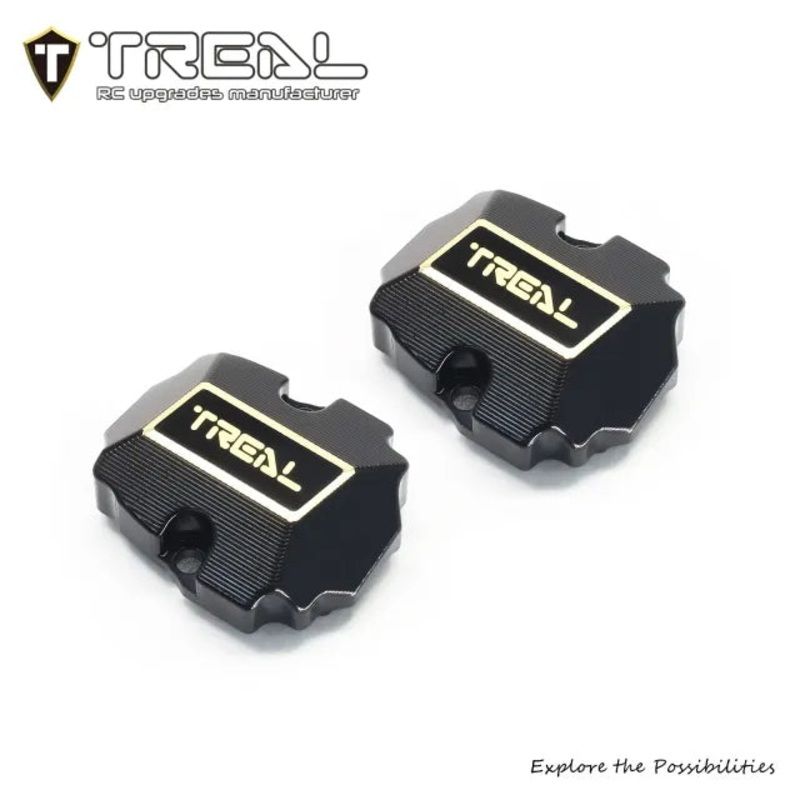 TREAL Brass Diff Cover Heavy Weight 13g/pc Front and Rear Axle Differential Covers (2P) for Redcat Racing 1/18 Ascent 18