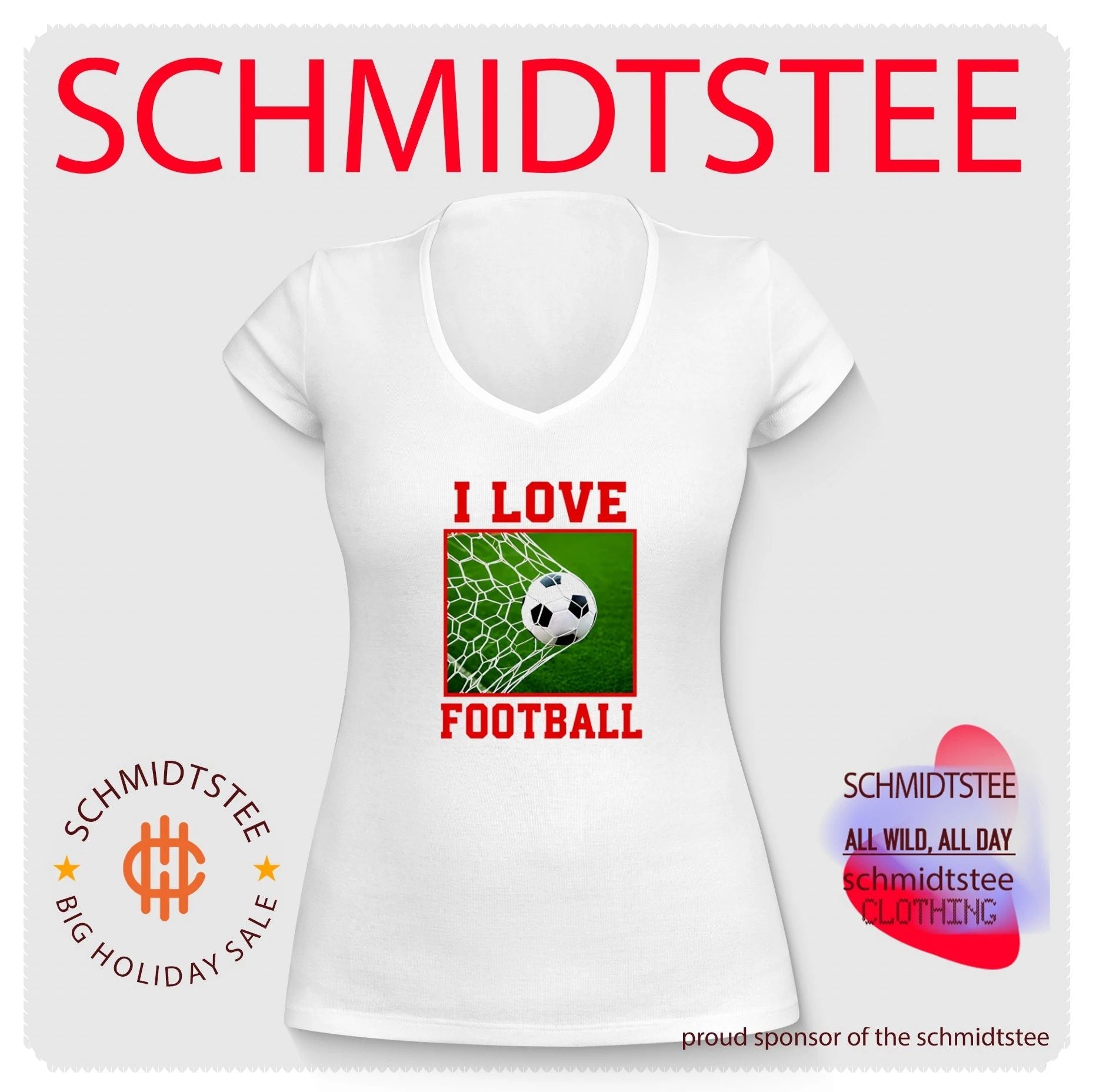I Love Football soccer ball goal net sports fan shirt