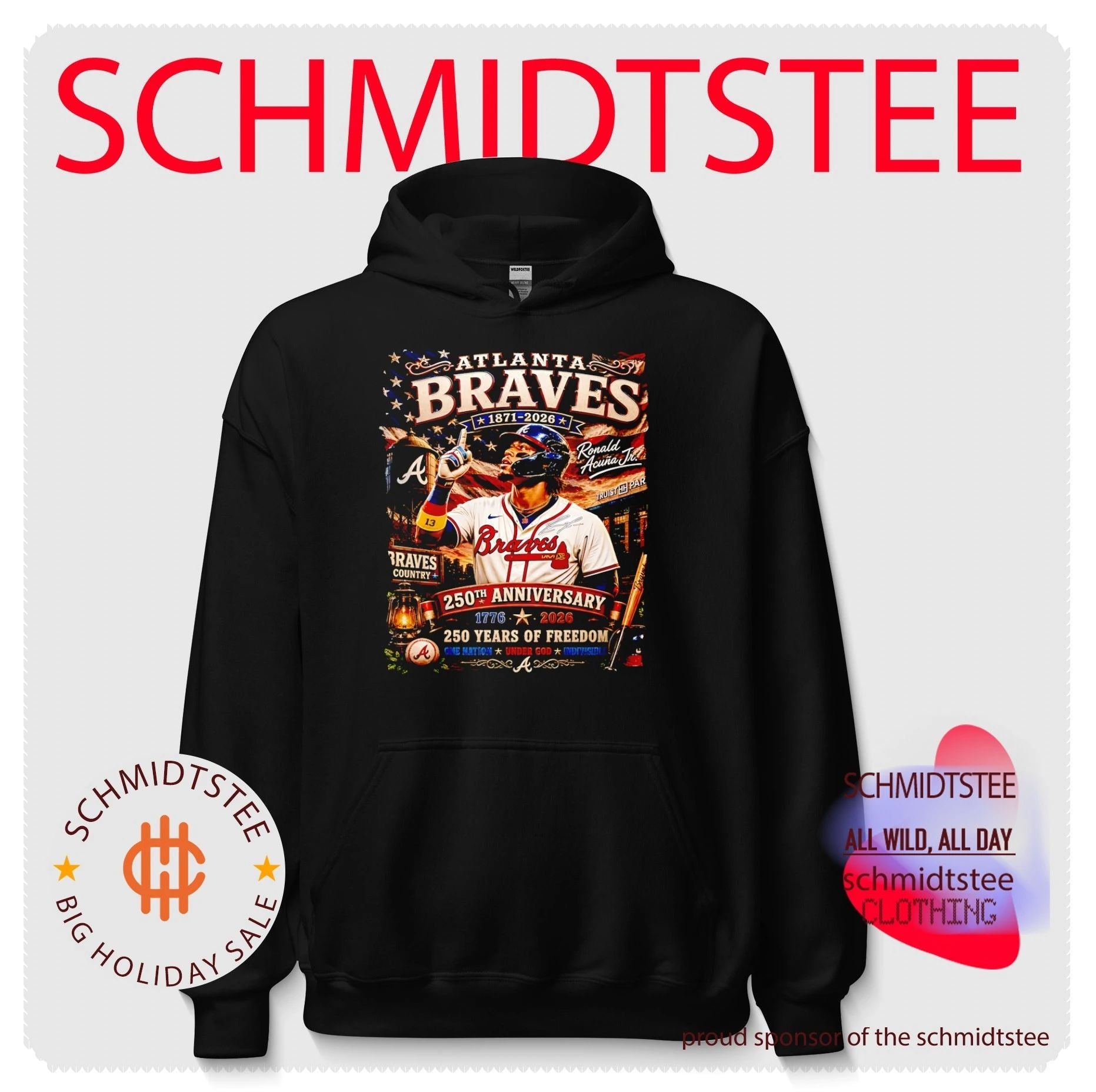 Atlanta Braves 1871-2026 250th Anniversary 250 years of freedom Ronald Acuna Jr portrait vintage shirt