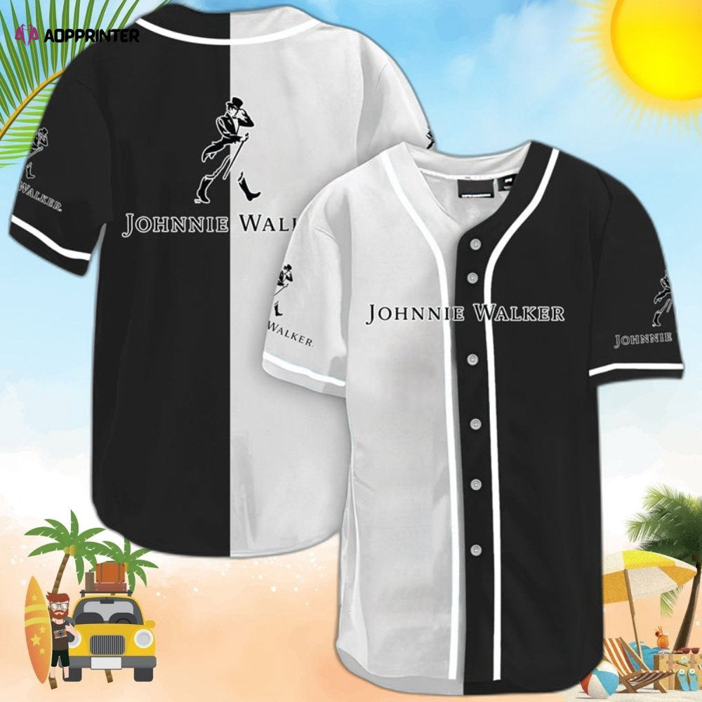 White Split Johnnie Walker Baseball Jersey - Aopprinter