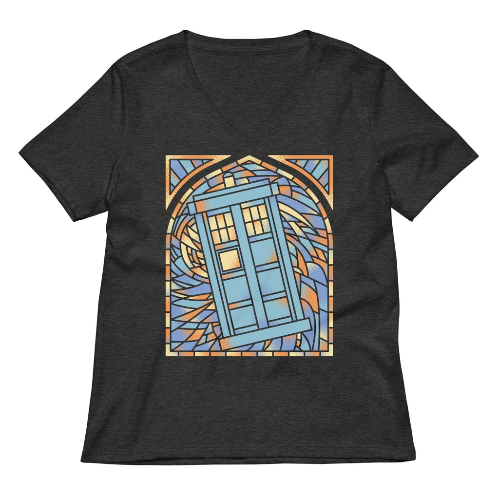 Stained Glass Police Box Women's V-Neck Tee