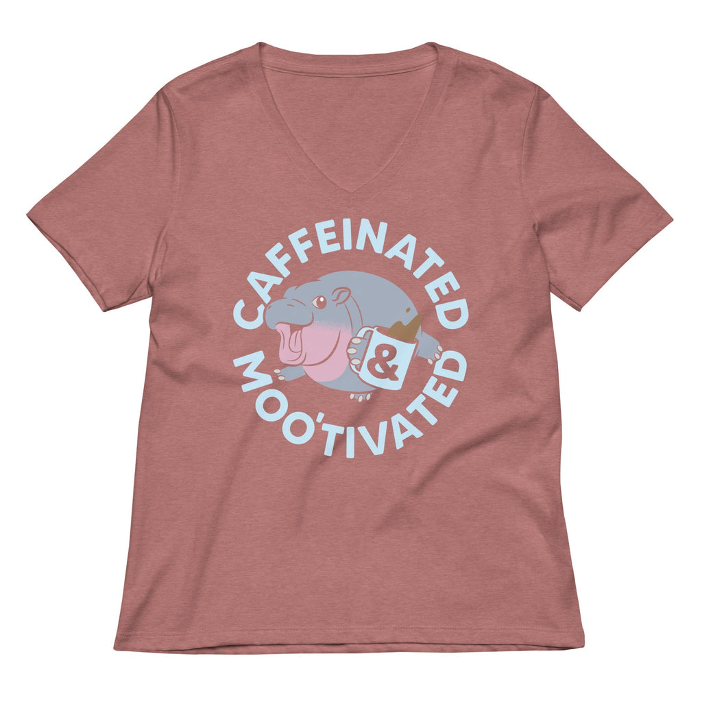 Caffeinated & Moo'tivated Women's V-Neck Tee