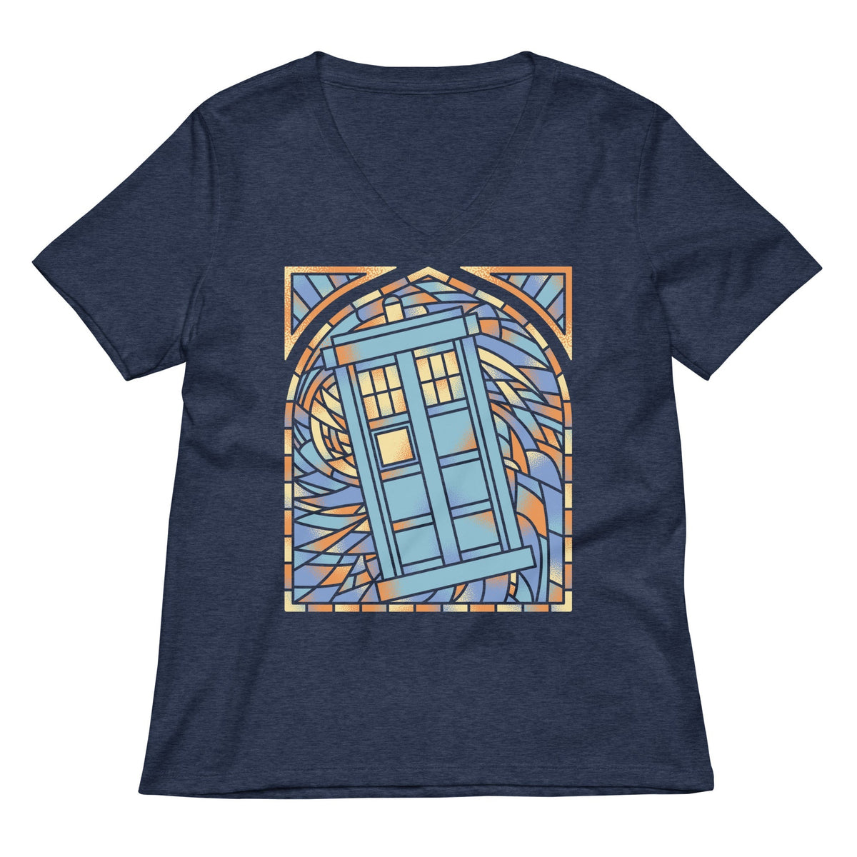 Stained Glass Police Box Women's V-Neck Tee