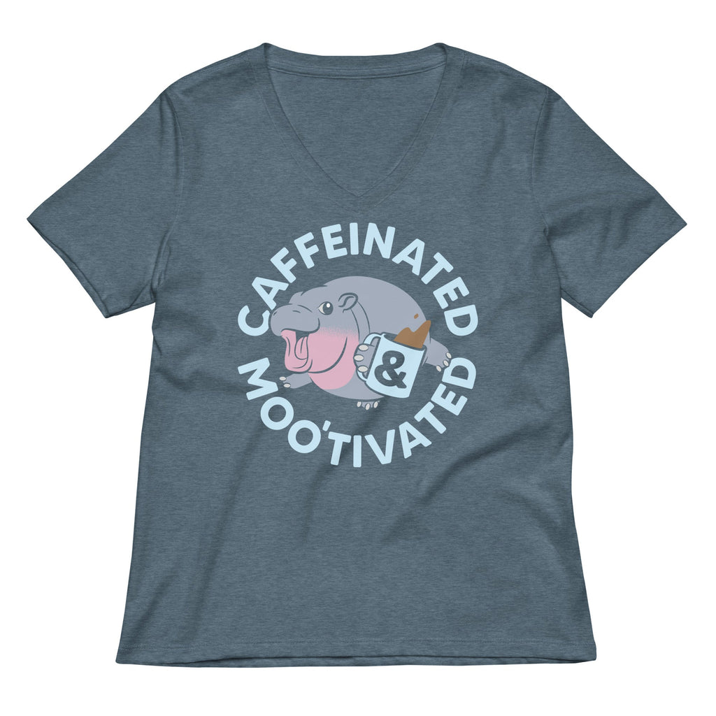Caffeinated & Moo'tivated Women's V-Neck Tee