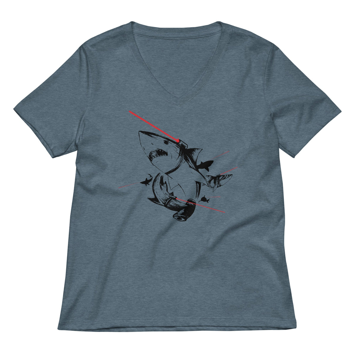 Sharks With Lasers Women's V-Neck Tee