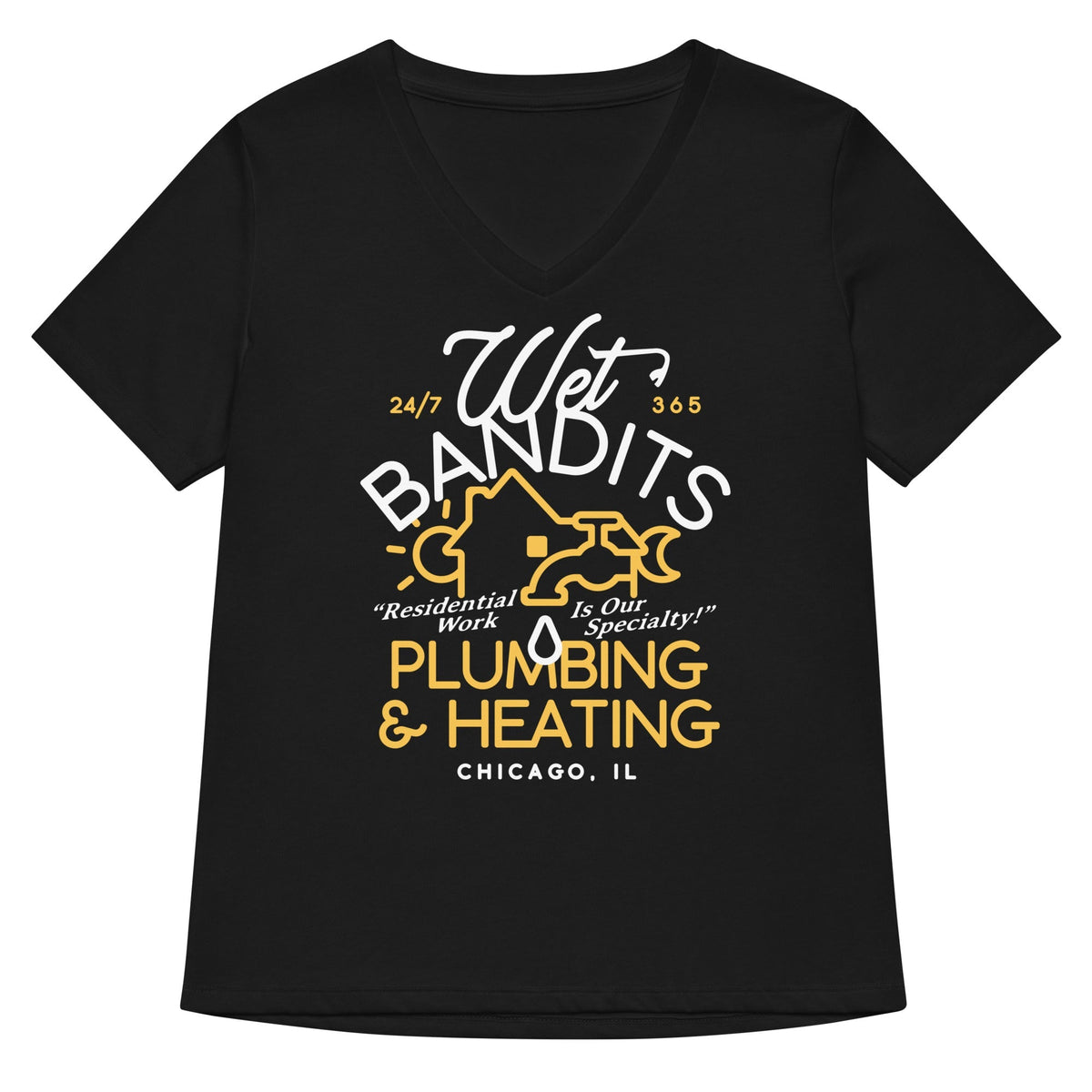 Wet Bandits Plumbing & Heating Women's V-Neck Tee