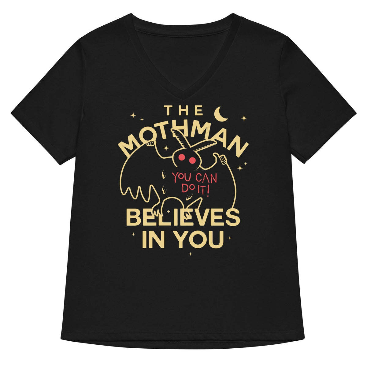 The Mothman Believes In You Women's V-Neck Tee