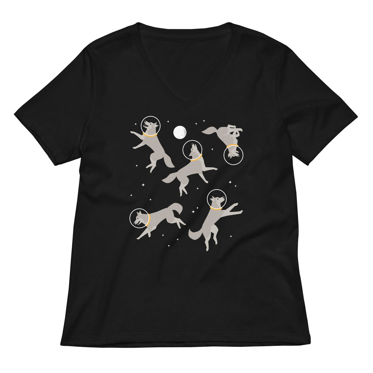 Wolves In Space Women's V-Neck Tee