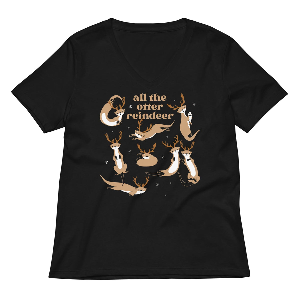All The Otter Reindeer Women's V-Neck Tee