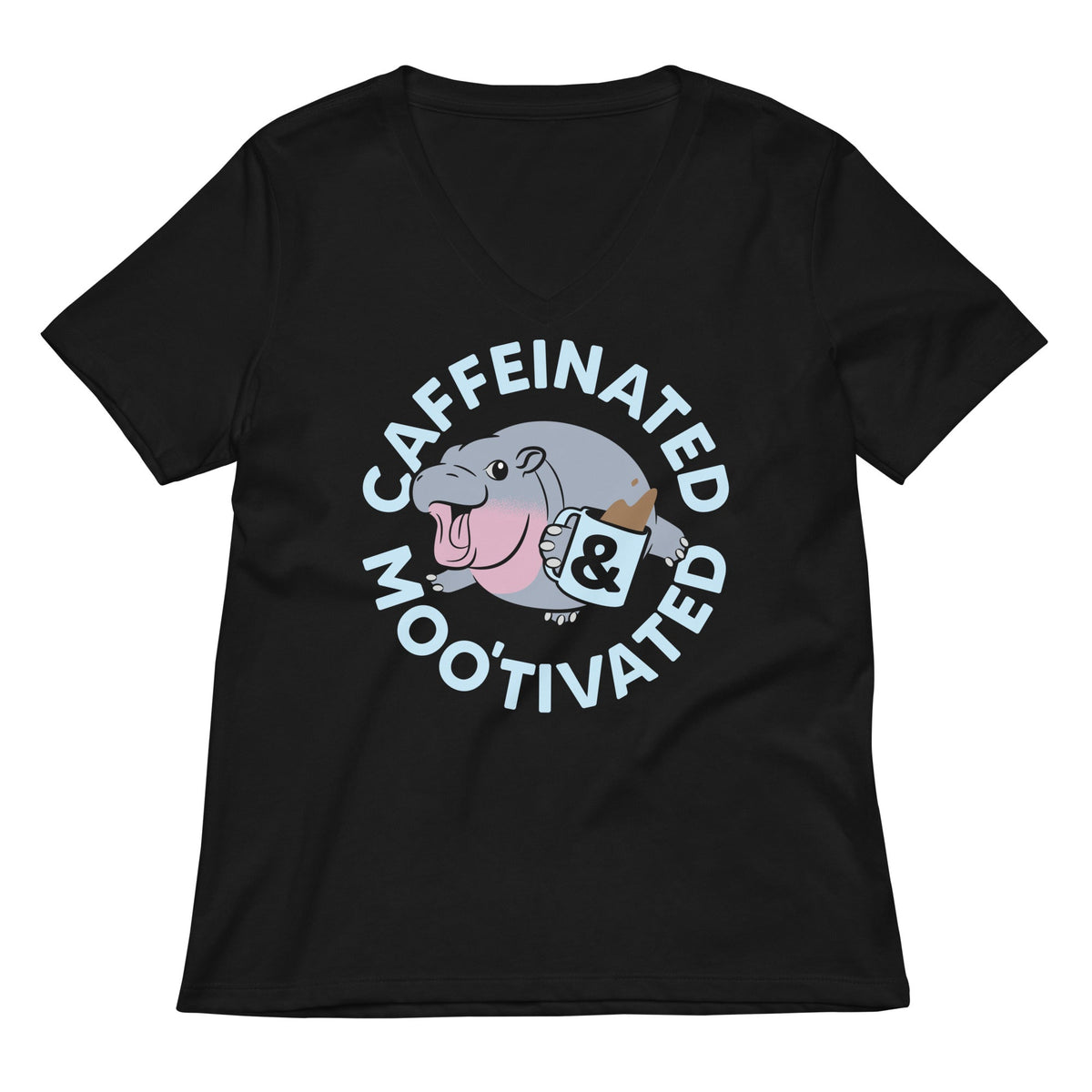 Caffeinated & Moo'tivated Women's V-Neck Tee