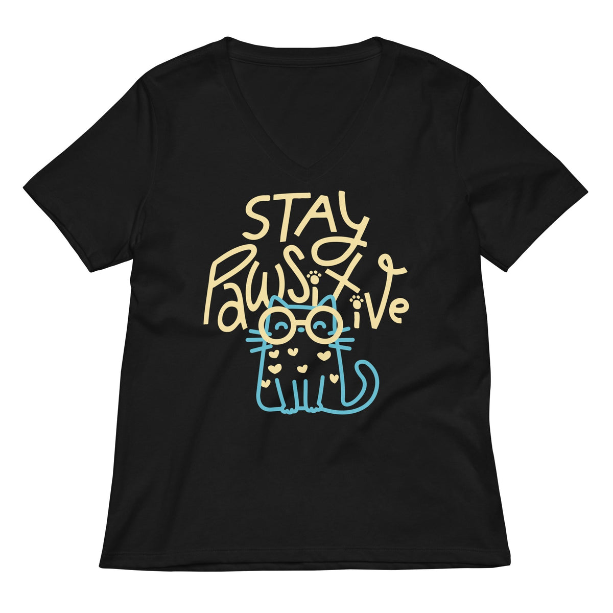 Stay Pawsitive Women's V-Neck Tee